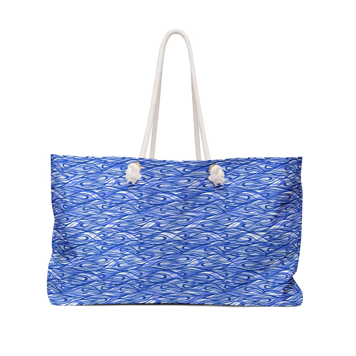 Waves Vibrations Navy Lavender Modern Coastal Pattern Decorative Shopper Market Weekender Bag