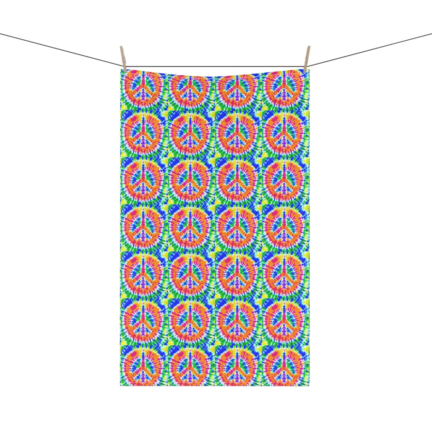 Tie-Dye Peace Symbol Vintage 1960s Multi Colored New Hippie Style Decorative Kitchen Tea Towel/Bar Towel