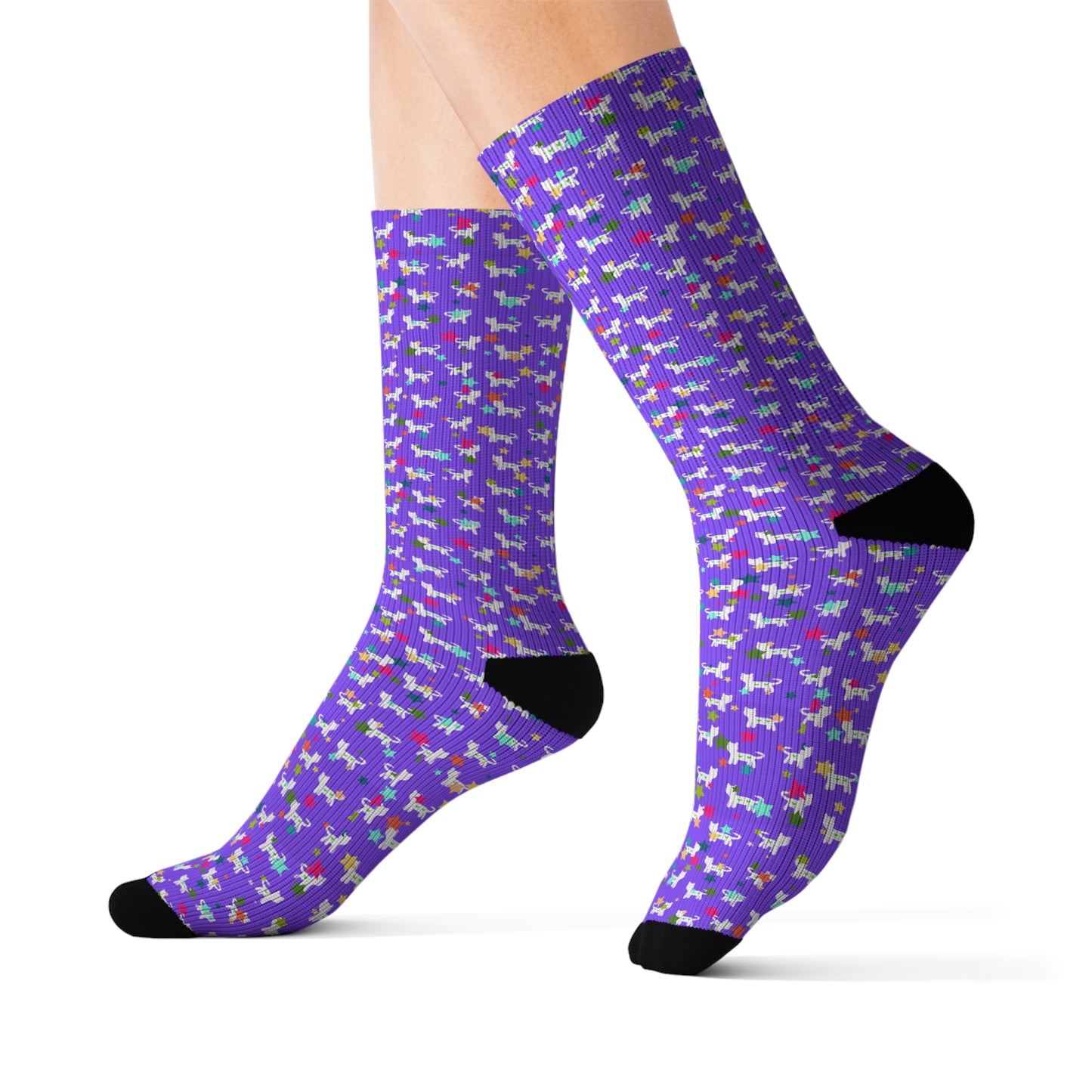 Starry Kit Kats Purple Decorative Pattern Sublimation Socks