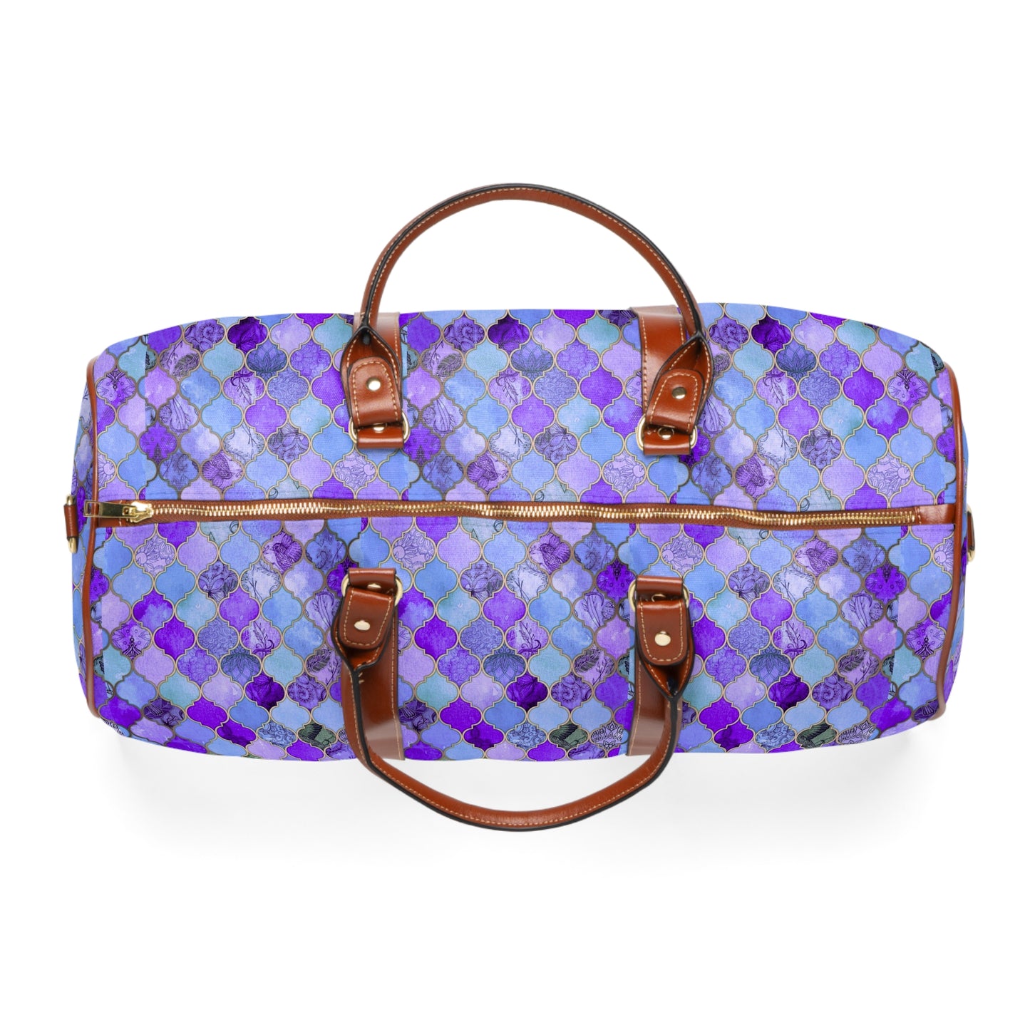 Royal Purple Arabesque Tile Marrakech Moroccan Waterproof Travel Bag