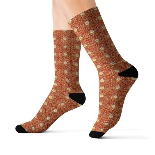 August Sunburst Decorative Pattern Sublimation Socks