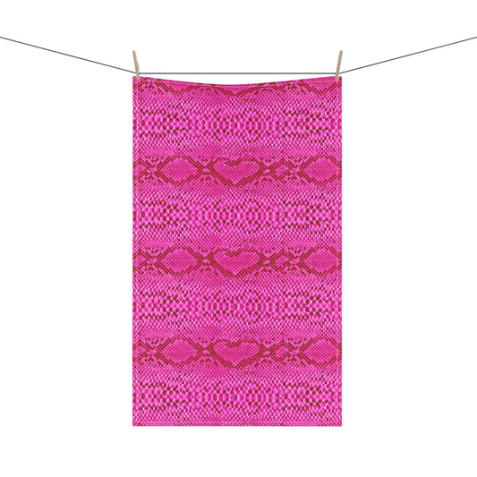 Pink Snakeskin Hot Pink Decorative Kitchen Tea Towel/Bar Towel