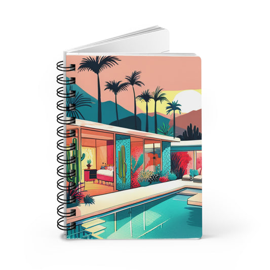 Palm Springs Desert Poolside Midcentury Modern 1950s Style House Writing Sketch Inspiration Spiral Bound Journal