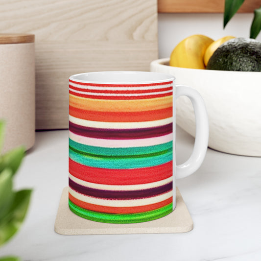 Serape Mexican Striped Blanket Southwestern Pattern Hot Beverage Coffee Tea Ceramic Mug 11oz