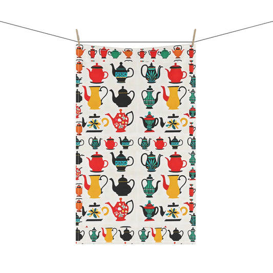 Vintage Teapot Collection Decorative Kitchen Tea Towel / Bar Towel
