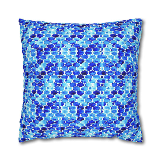 Blue Sea Glass Decorative Square Poly Canvas Pillow Cover