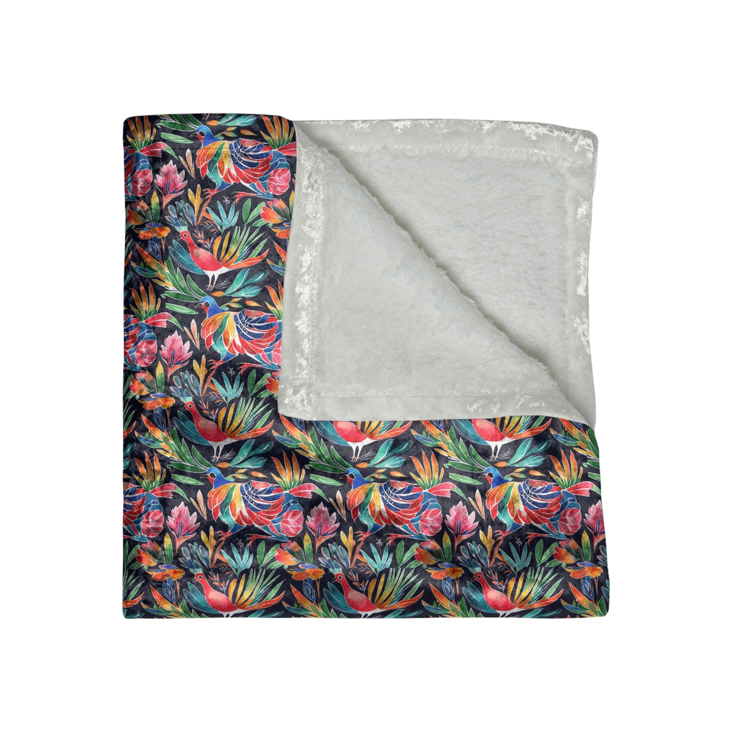 Neon Birds of a Feather Shimmering Crushed Velvet Blanket