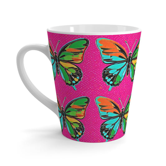 Modern Butterfly Pop Art 1960s Museum Gallery Hot Pink  Hot Beverage Coffee Chia Tea Cappuccino Latte Mug