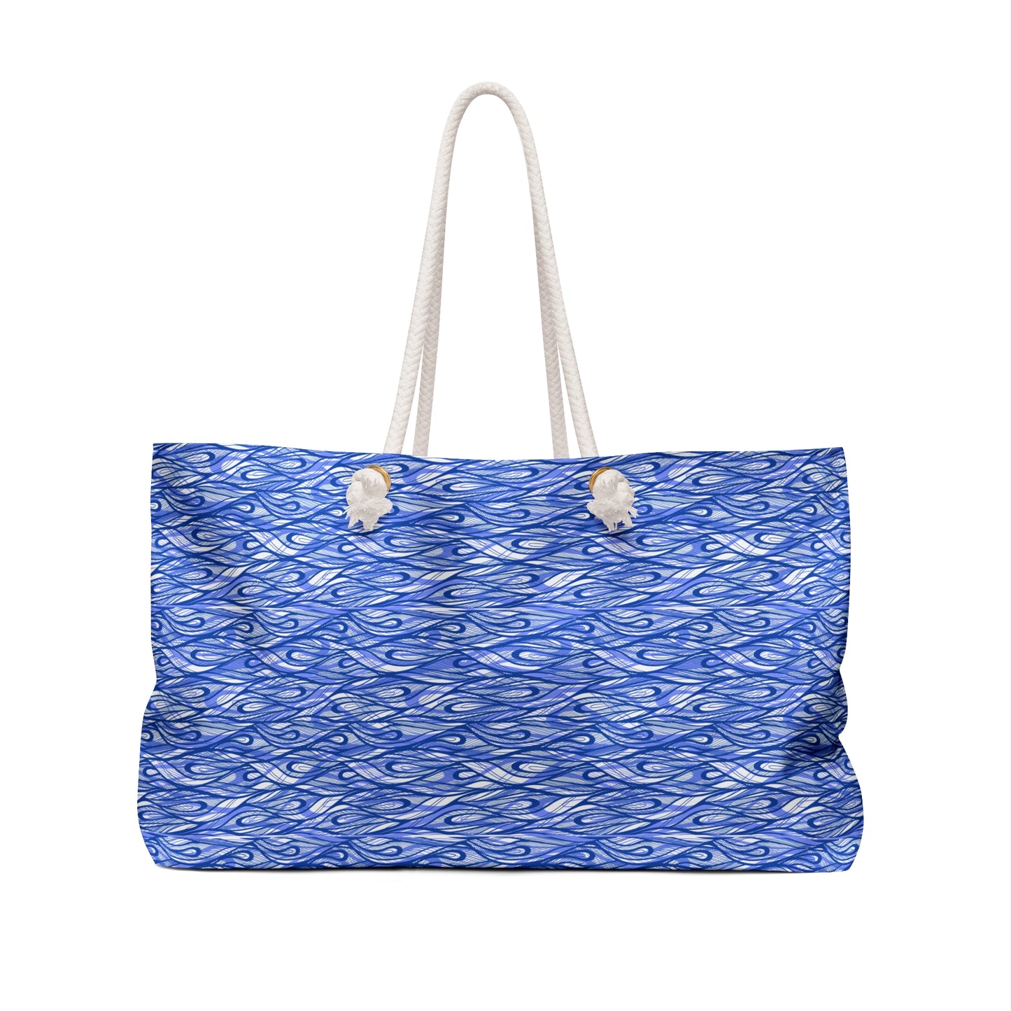 Waves Vibrations Navy Lavender Modern Coastal Pattern Decorative Shopper Market Weekender Bag