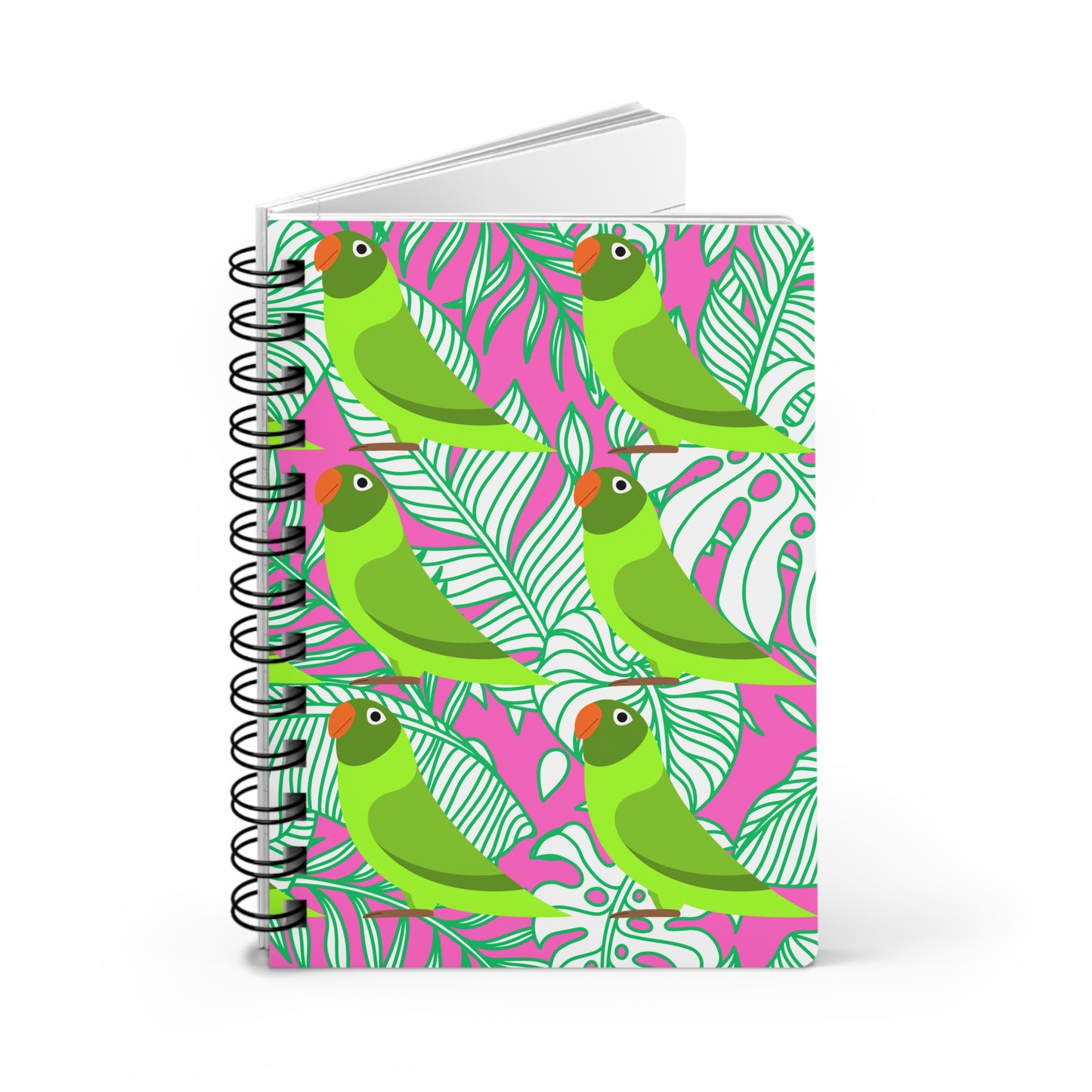 Parrots of Palm Beach Tropical Hot Pink Writing Sketch Inspiration Travel Spiral Bound Journal