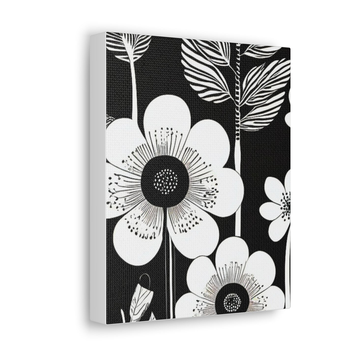Black and White Poppies Mod 1960s Pop Art Canvas Gallery Wraps