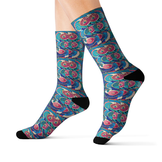 Cloisonne Sea Shells Decorative Pattern Sublimation Socks