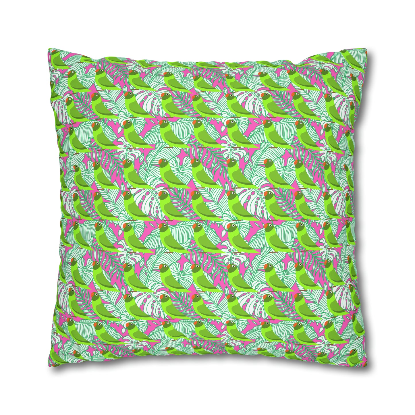 Parrots of Palm Beach Tropical Hot Pink Decorative Spun Polyester Pillow Cover