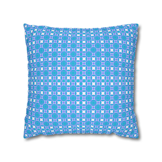 Periwinkle Geometric Midcentury Modern Pattern Decorative Spun Polyester Pillow Cover