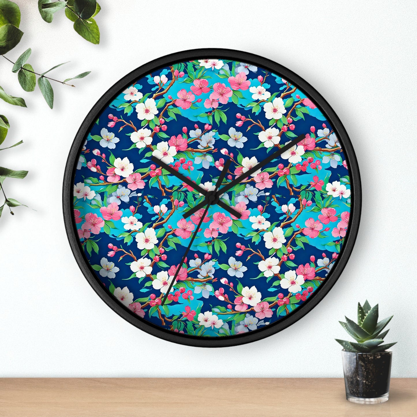 Cherry Blossoms Japanese Floral Decorative Wall Clock