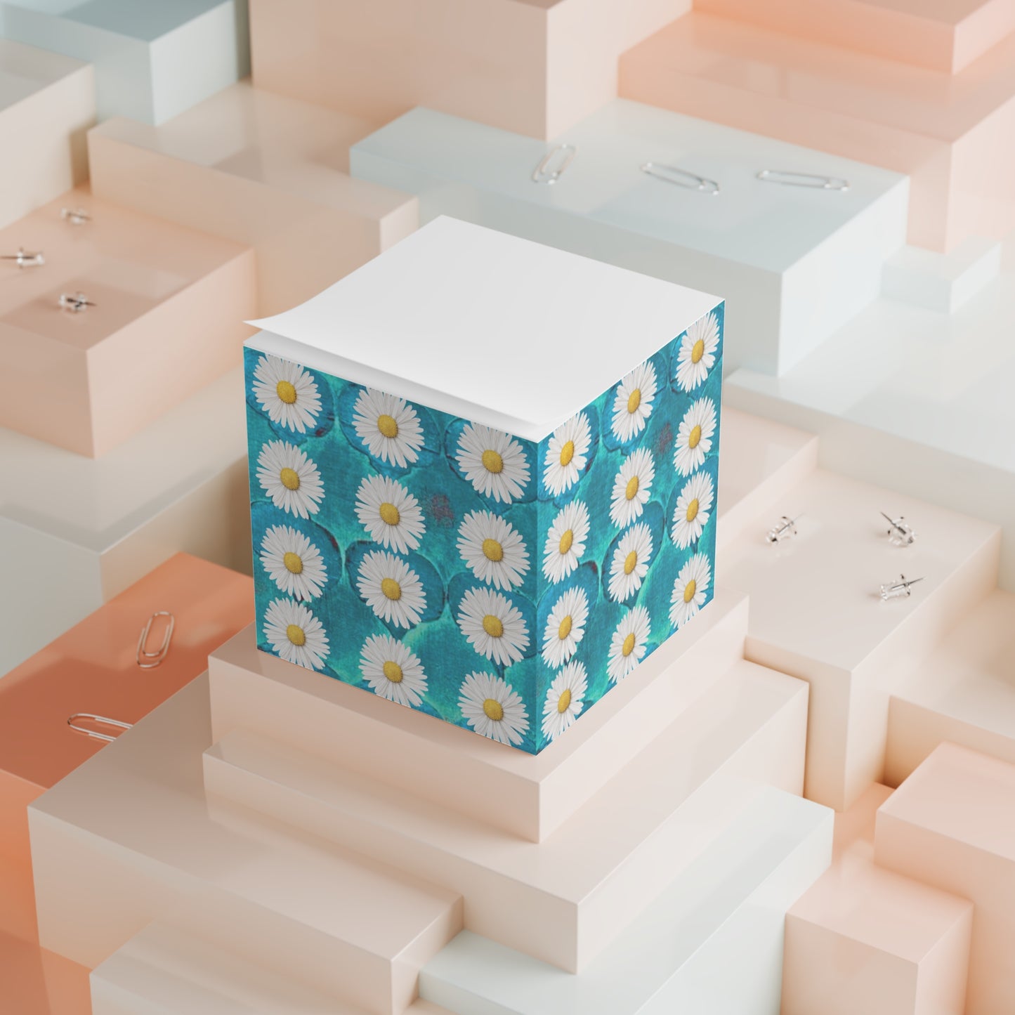 SageDaisy Living Logo Turquoise Arabesque Paper Note Cube