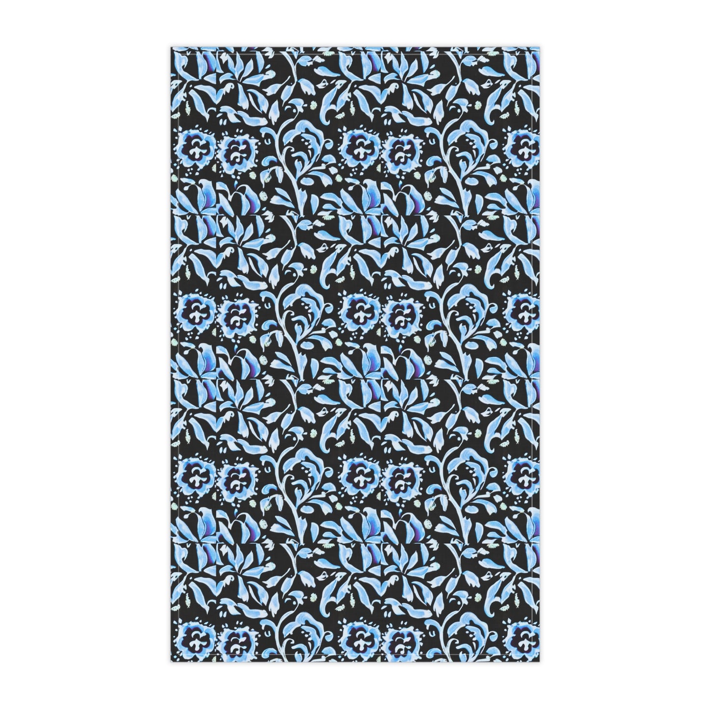 Blue Tropical Island Flower Batik Pattern Decorative Kitchen Tea Towel/Bar Towel