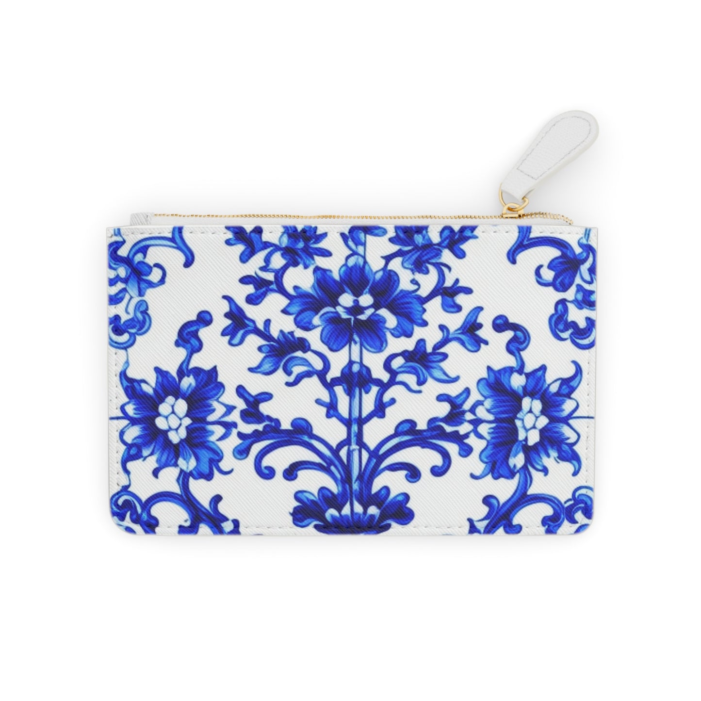 Portuguese Blue and White Tile Pattern Coin Purse Lipstick Mini Pouch Clutch Bag