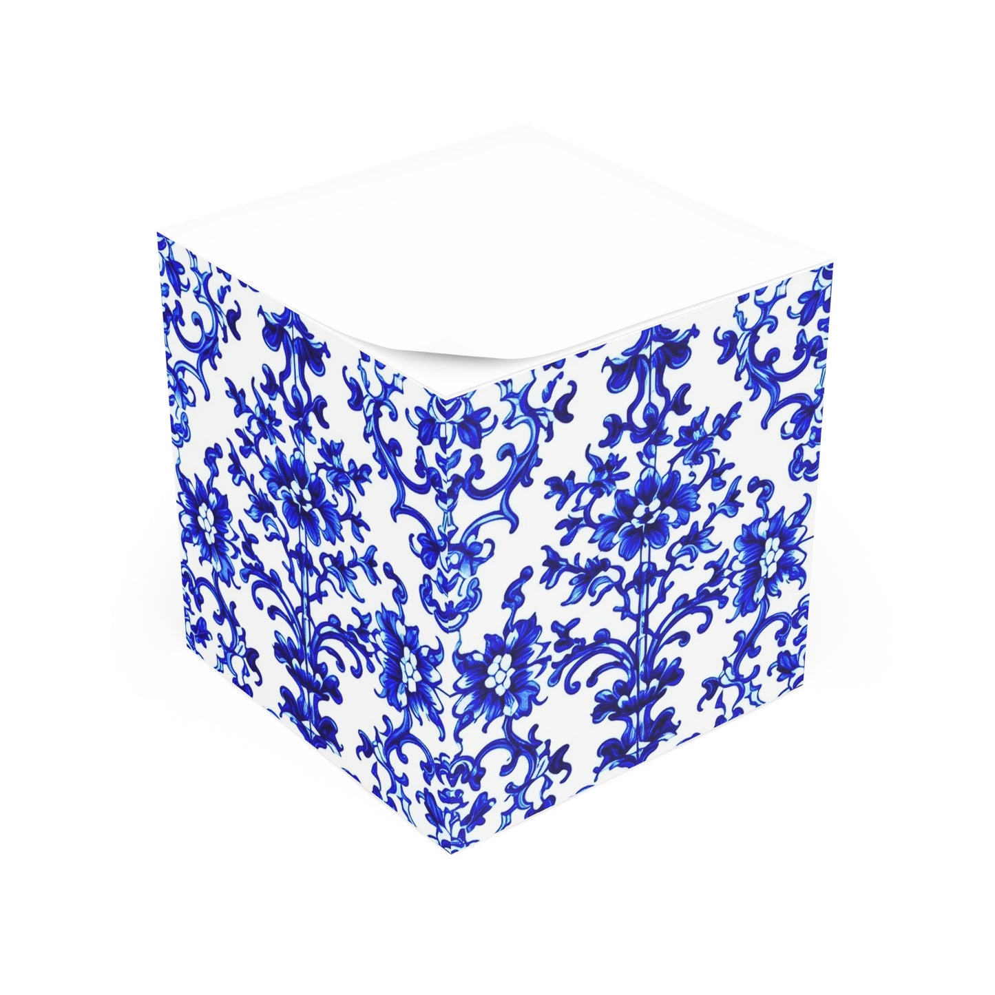 Portuguese Blue and White Tile Pattern Paper Note Cube