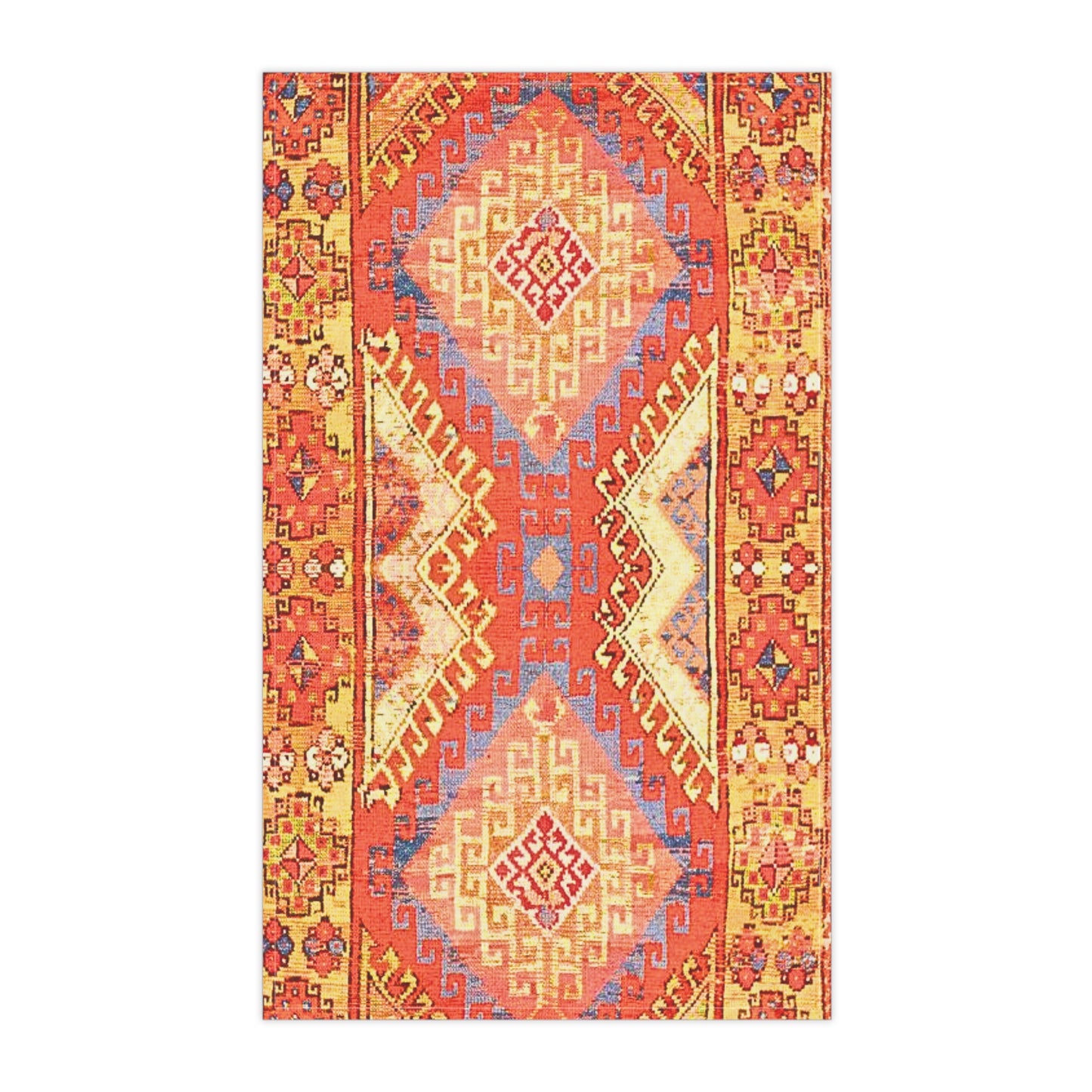 Berber Tribal Rug Pattern Orange Decorative Kitchen Tea Towel/Bar Towel