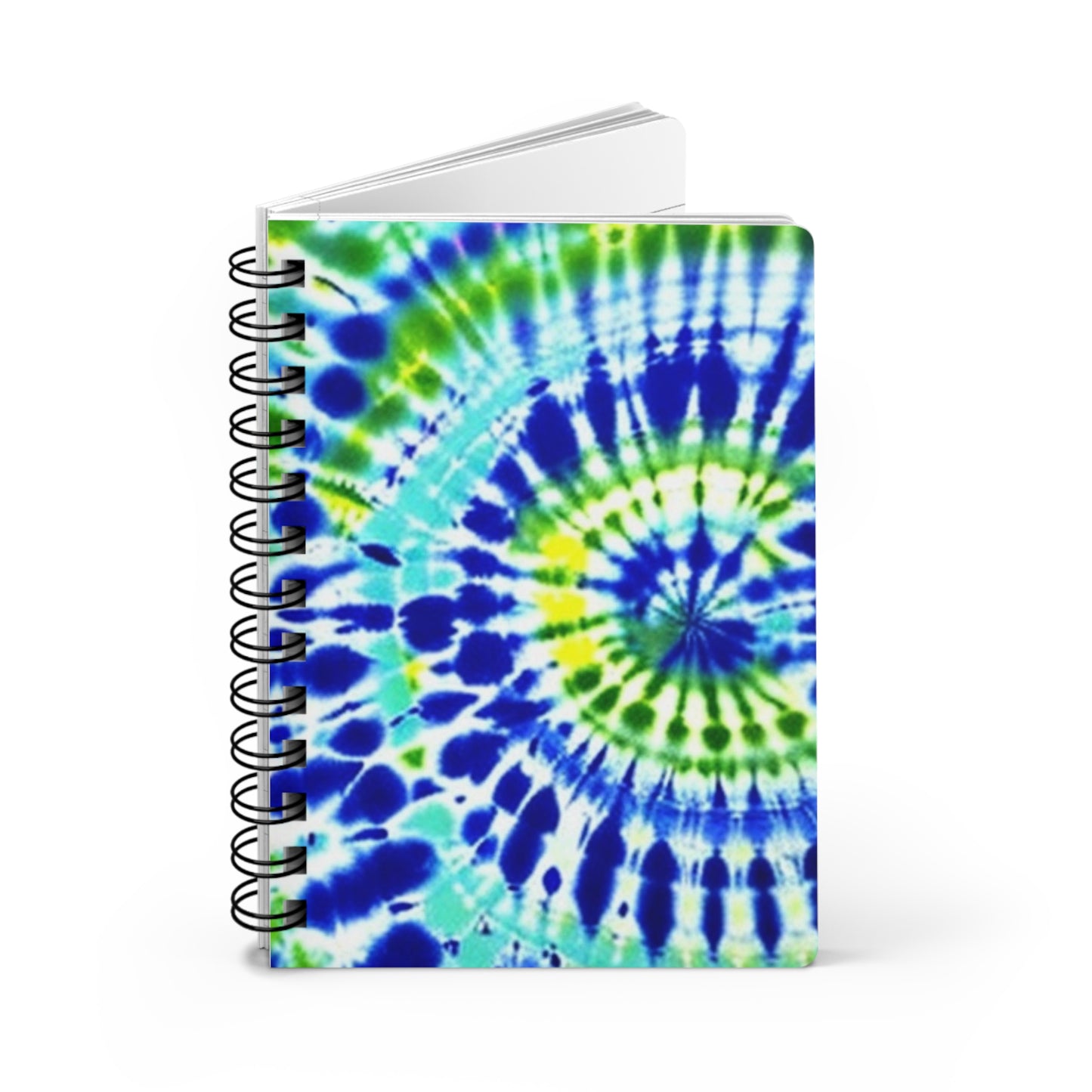 Blue and Lime Green Beach Surfer Coastal Tie Dye Writing Sketch Inspiration Spiral Bound Journal