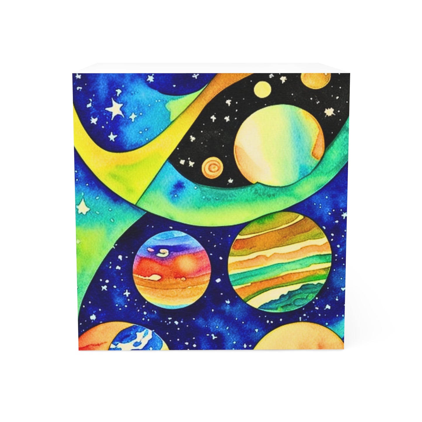 Galaxy Daydreaming Watercolor Painting Paper Note Cube