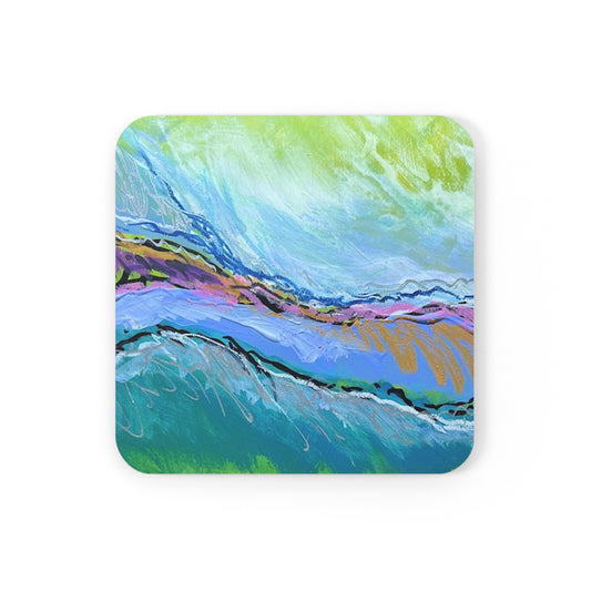 Abstract Me Painting Artist Beverage Cocktail Entertaining Corkwood Coaster Set