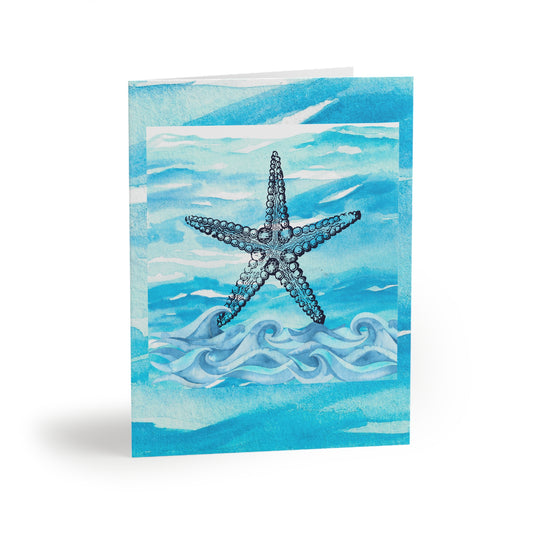 Coastal Summer Starfish Watercolor Decorative Note Greeting Cards (8 pcs) (Limited Edition June 2024)