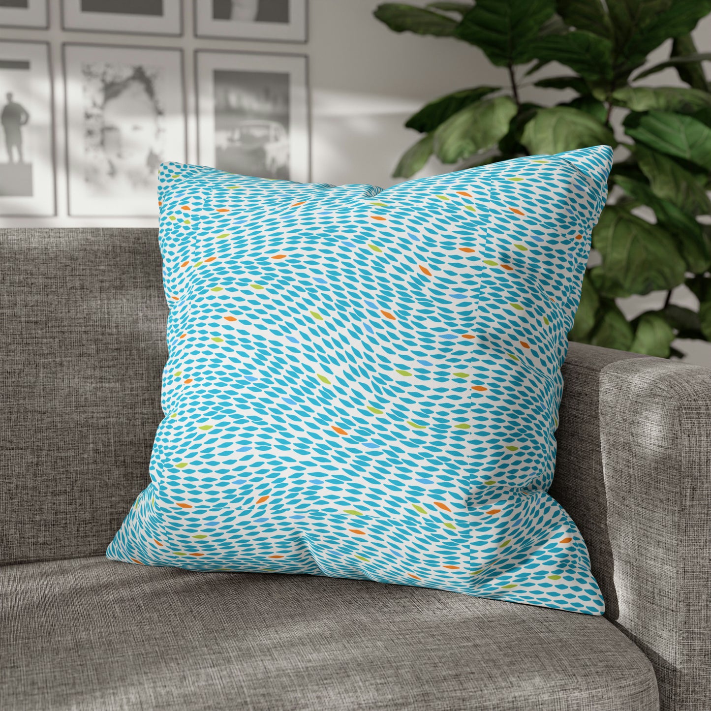 Coastal Sea Currents Ocean Waves Decorative Spun Polyester Pillow Cover