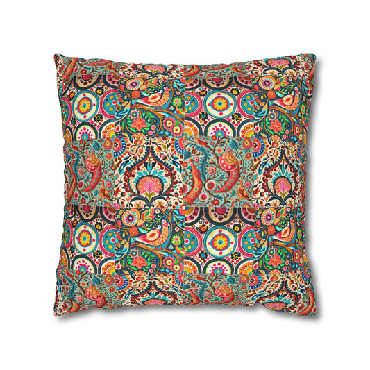 Colorful Suzani Tribal Pattern Bohemian Collage Decorative Spun Polyester Pillow Cover