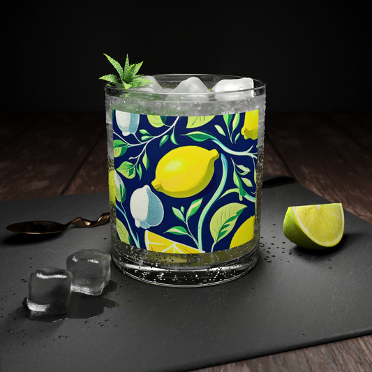 Italian Lemon Zest Botanical Illustration Pattern Cocktail Party Beverage Entertaining Bar Glass