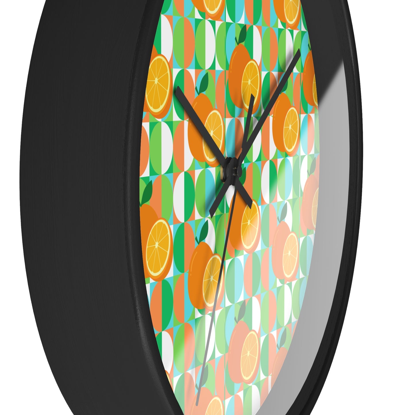 Retro Citrus Midcentury Modern Oranges Pattern Wall Clock