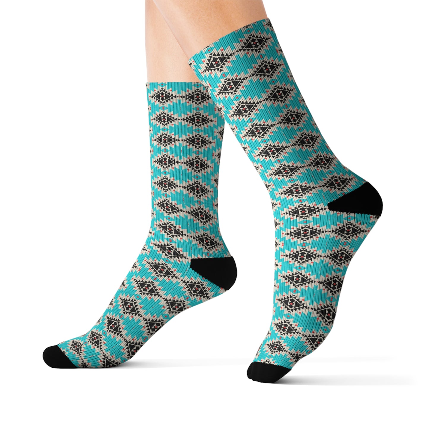 Navajo Concho Turquoise Decorative Pattern Sublimation Socks