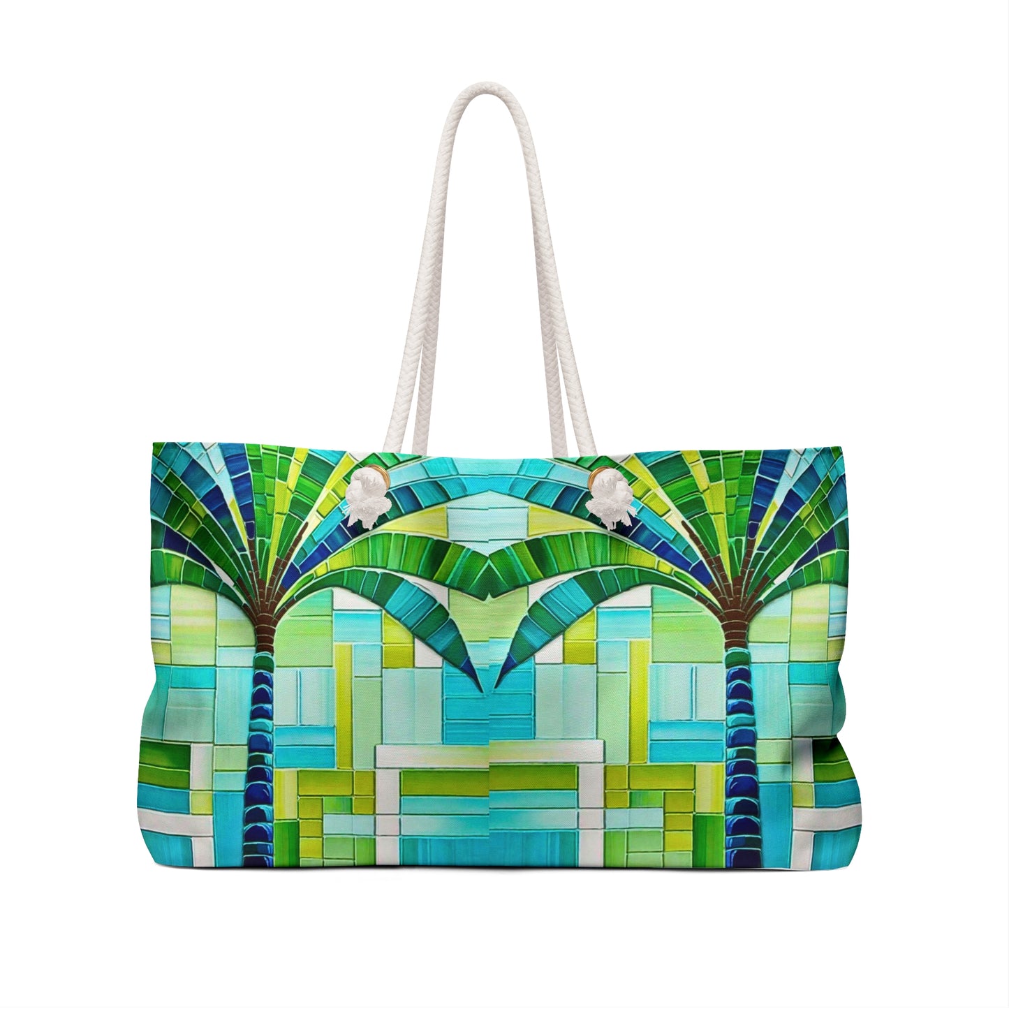 Turks and Caicos Island Palm Tree Mosaic Shopper Market Beach Vacation Weekender Bag