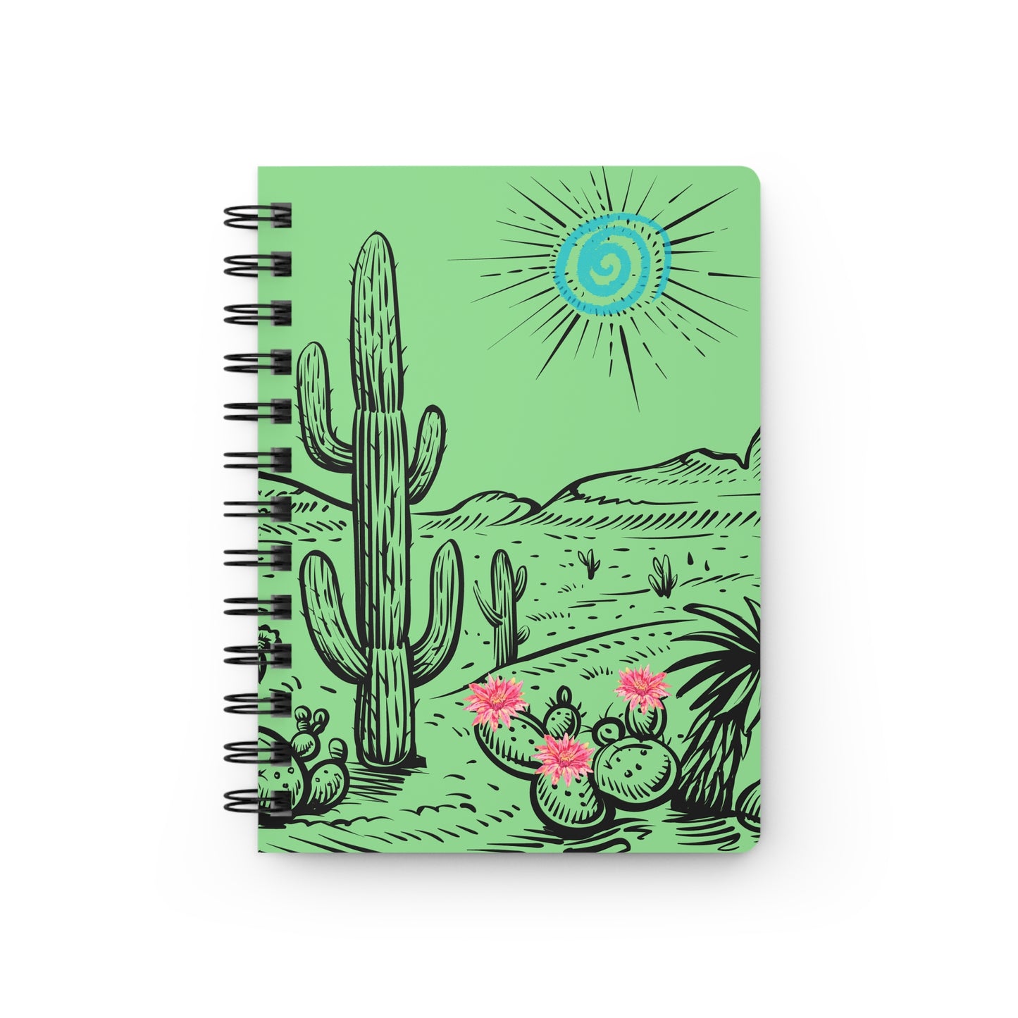 Blooming Cactus Southwestern Writing Sketch Inspiration Spiral Bound Journal