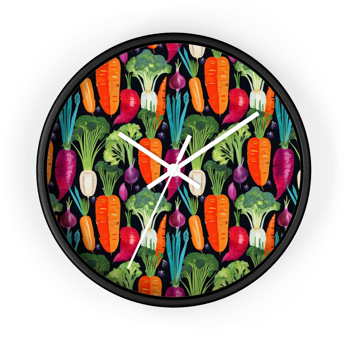 Nightshade Veggies Recipes Vintage Midcentury Modern Illustration Kitchen Wall Clock