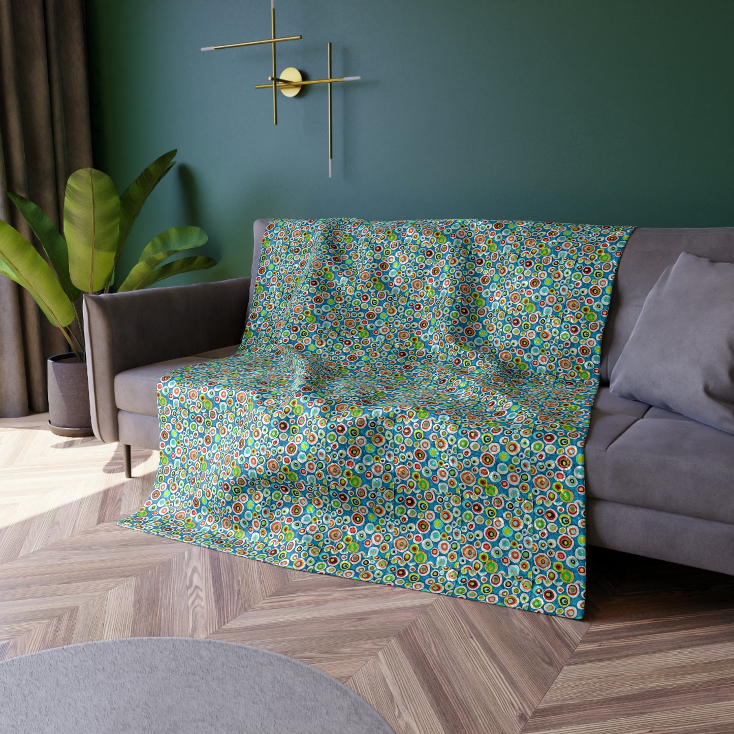 Millefiori Italian Floral Pattern Decorative Warm Cozy Lounge Shimmer Designer Collection Crushed Velvet Blanket