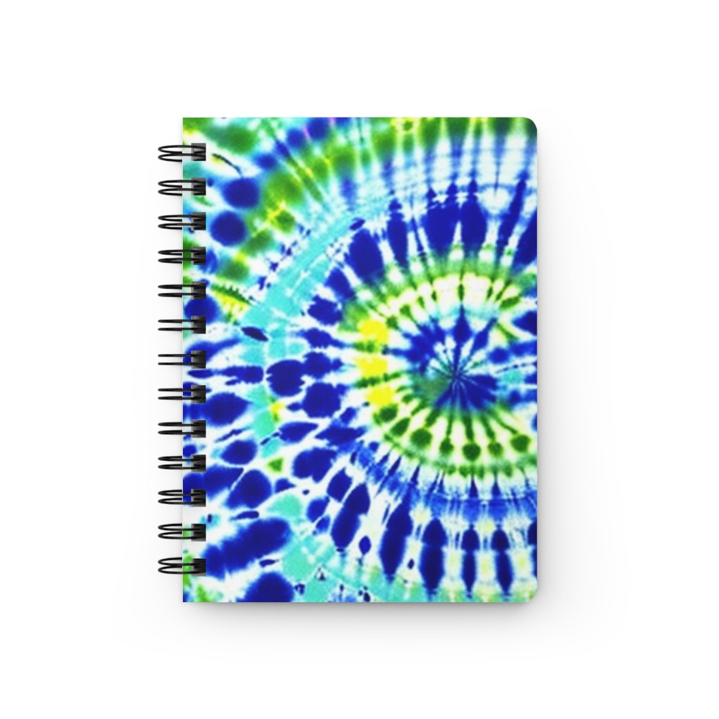 Blue and Lime Green Beach Surfer Coastal Tie Dye Writing Sketch Inspiration Spiral Bound Journal