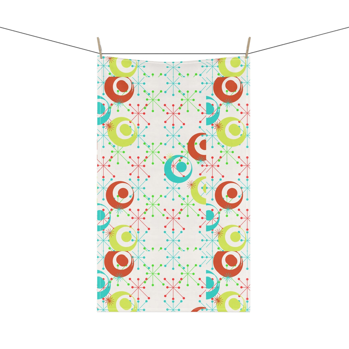 Jazzy Midcentury Modern Pattern Circles Decorative Kitchen Tea Towel/Bar Towel