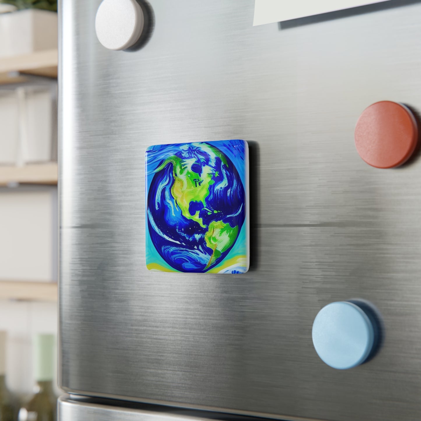 Mother Earth Decorative Refrigerator Kitchen Magnet, Square