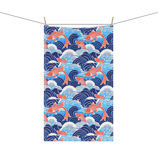 Dancing Koi Ocean Japanese Tropical Decorative Kitchen Tea Towel/Bar Towel