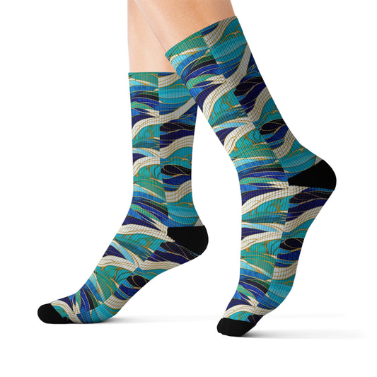 Cloisonne Waves Decorative Pattern Sublimation Socks