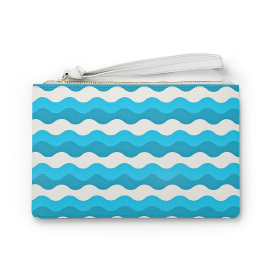 Groovy Waves Vibes Midcentury Modern Turquoise Ocean Vacation Decorative Accessories Evening Pouch Clutch Bag