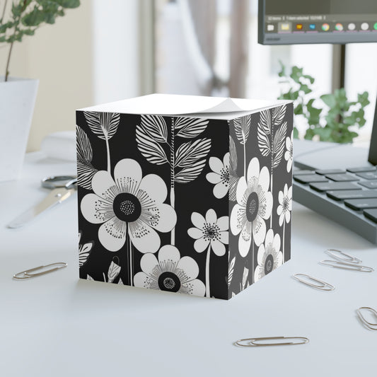 Black and White Poppies Mod 1960s Pop Art Decorative Paper Note Cube