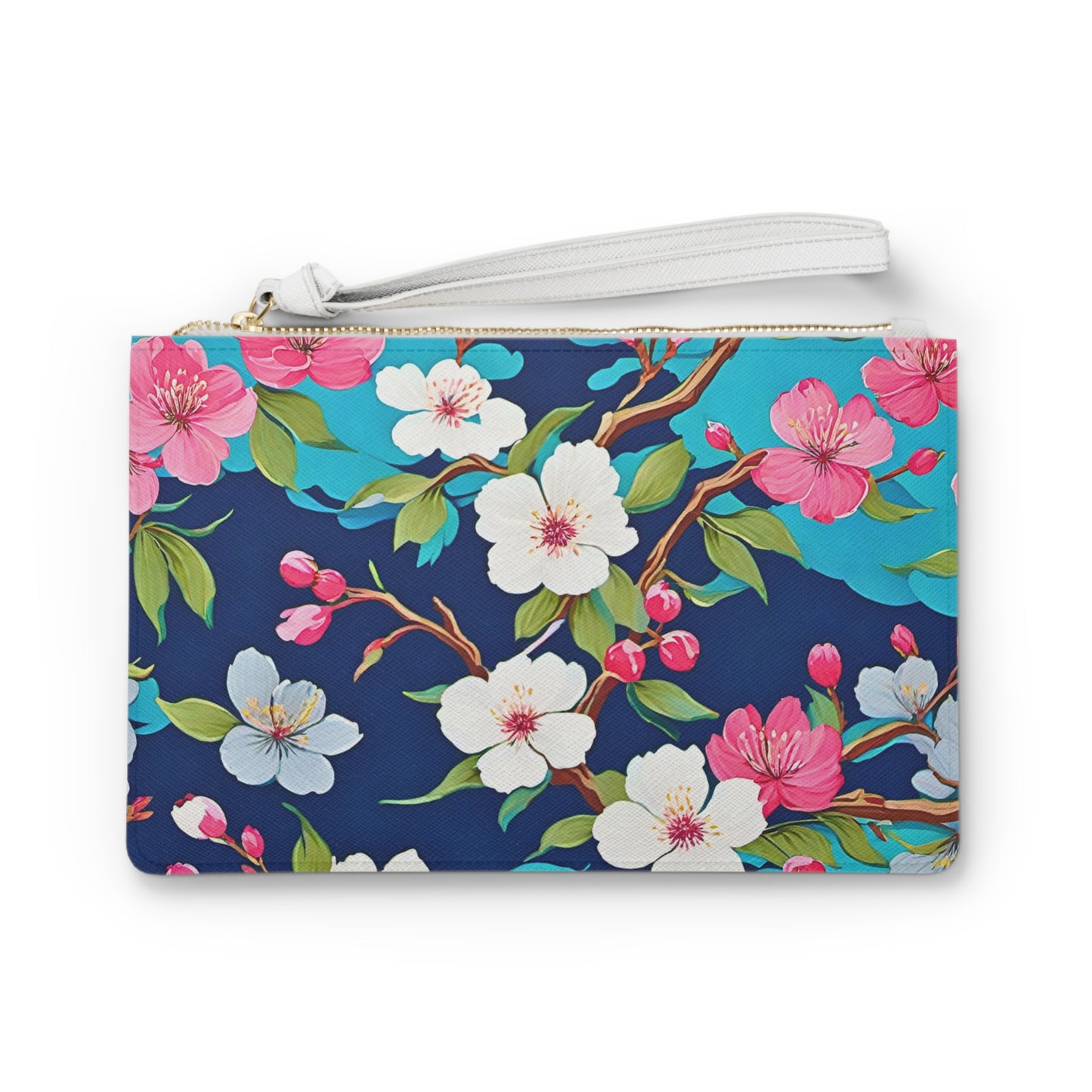 Cherry Blossoms Japanese Floral Branches White Pink Errands Evening Pouch Clutch Bag