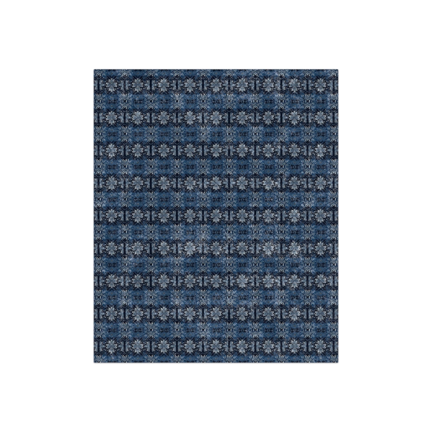 Island Navy Blue Batik Crushed Velvet Blanket