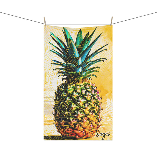 Yellow Watercolor Pineapple Decorative Kitchen Tea Towel/Bar Towel