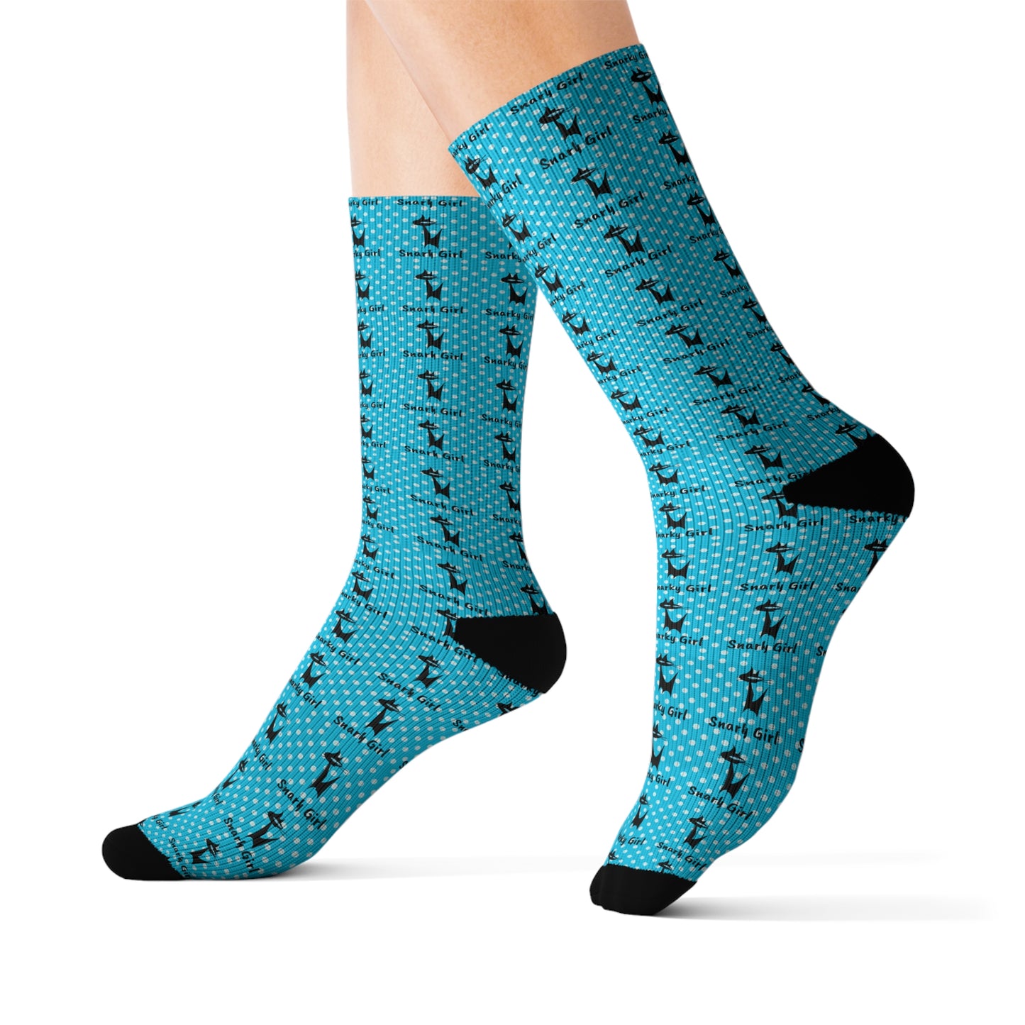 Snarky Girl Turquoise Decorative Pattern Sublimation Socks