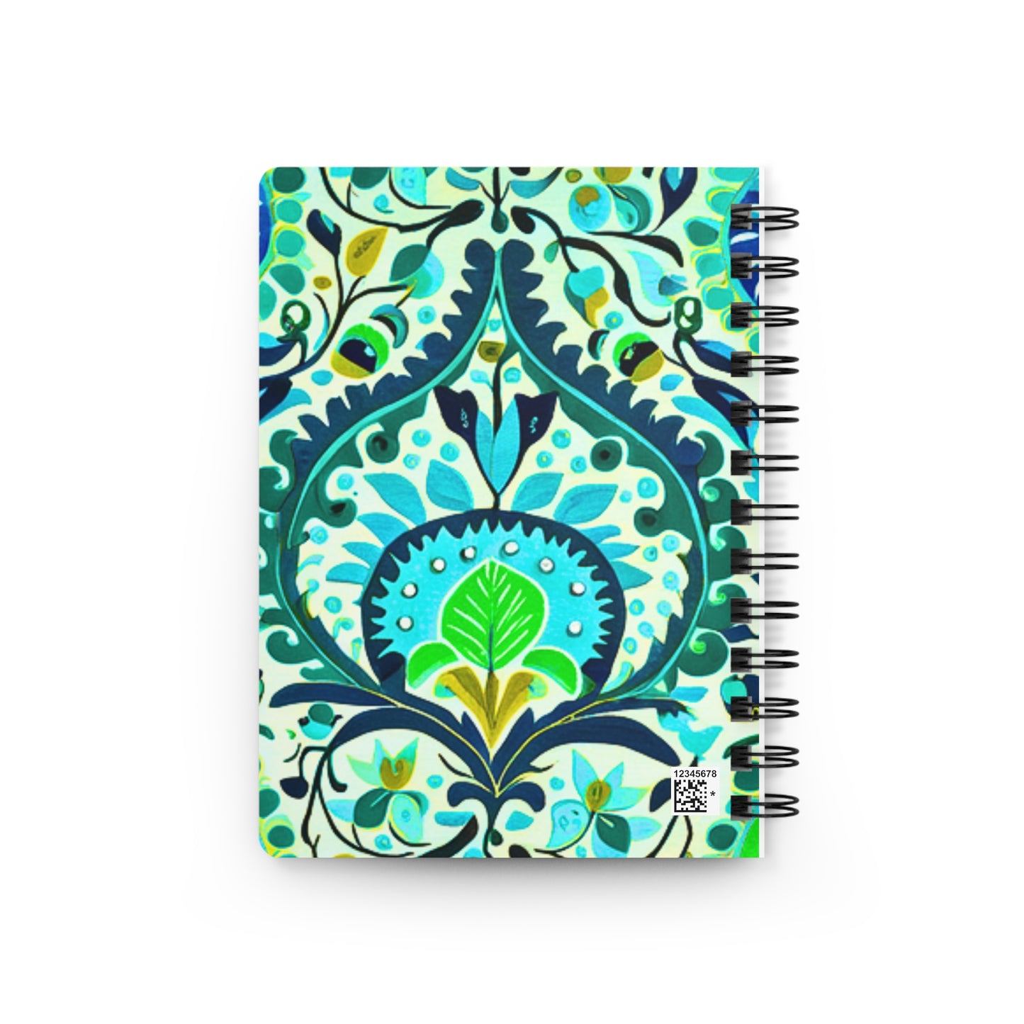 Suzani Tribal Pattern Blue and Green Bohemian Decorative Writing Sketch Travel Ideas Spiral Bound Journal