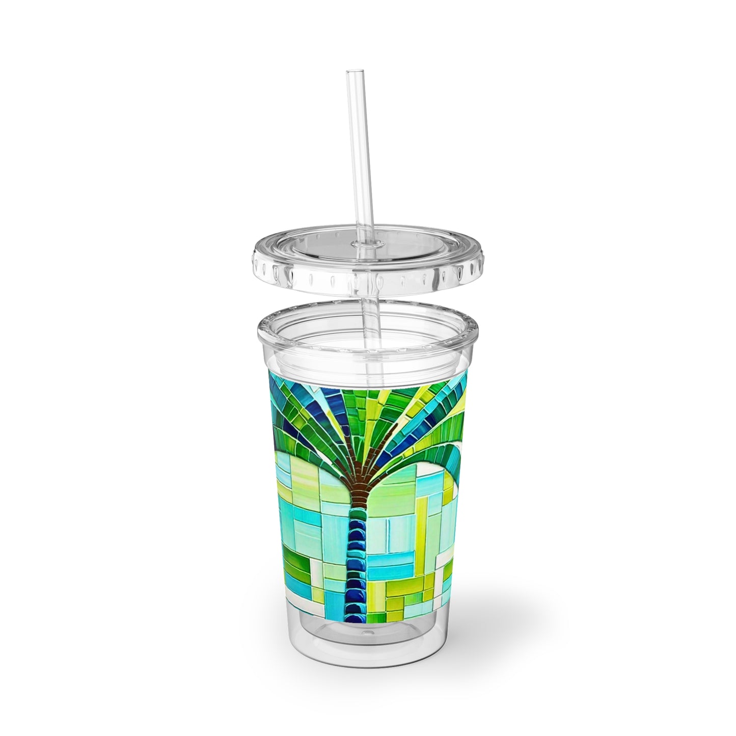 Turks and Caicos Island Palm Tree Mosaic Hot Cold Beverage Entertaining Travel Suave Acrylic Cup